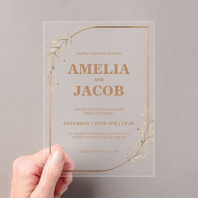 Gold Floral Frame Wedding Invitation (Insitu (Handheld))