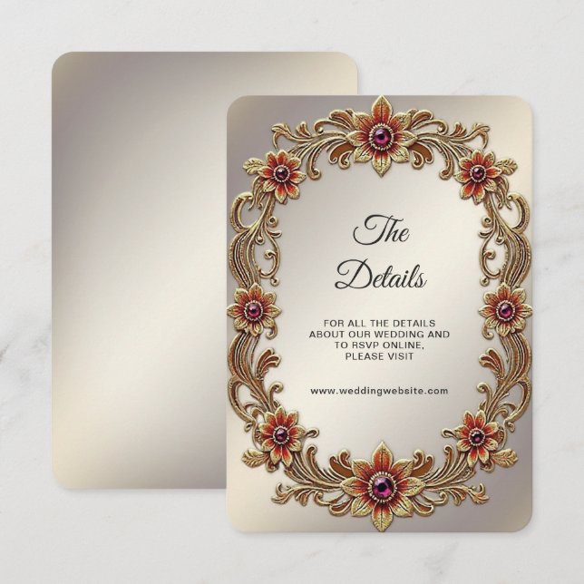 Gold Floral Frame with Red Stones Detail Enclosure (Front/Back)