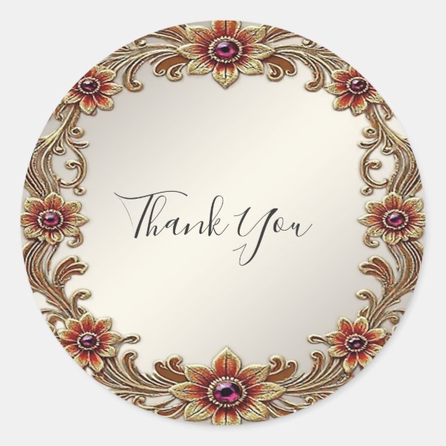 Gold Floral Frame with Red Stones Sticker (Front)