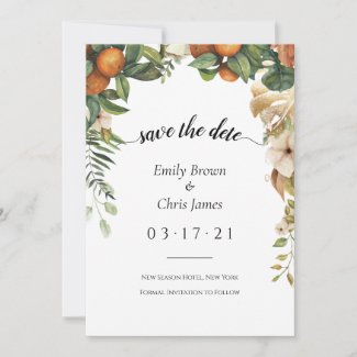 Gold Floral Fruit | Elegant Boho Wedding Save The Date