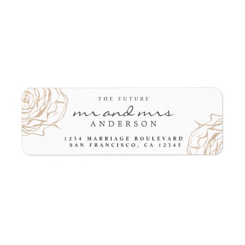 Gold Floral Future Mr Mrs Wedding Return Address Label