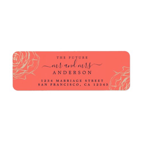 Gold Floral Future Mr Mrs Wedding Return Address Label