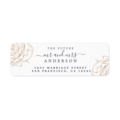 Gold Floral Future Mr Mrs Wedding Return Address Label