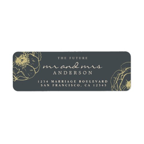 Gold Floral Future Mr Mrs Wedding Return Address Label