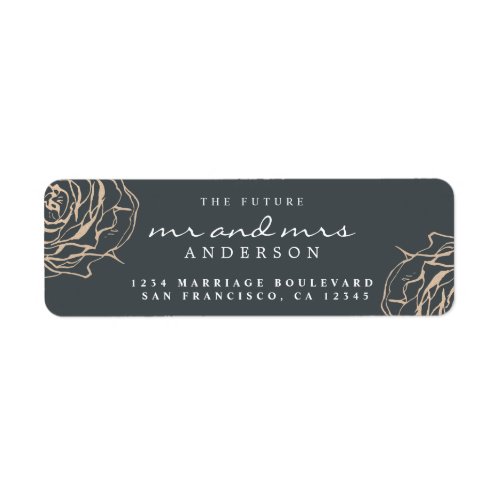 Gold Floral Future Mr Mrs Wedding Return Address Label