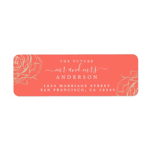 Gold Floral Future Mr Mrs Wedding Return Address Label