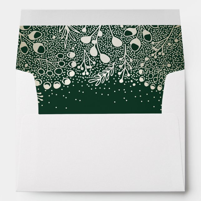 Gold Floral Garden Emerald Green wedding Envelope (Back (Bottom))