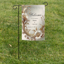 Gold Floral Garden Flag