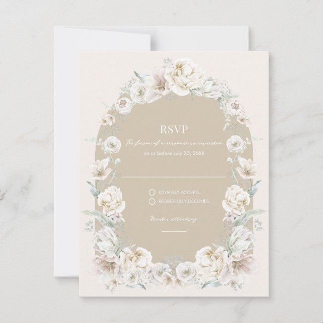 Gold Floral Garden Wedding RSVP (Front)