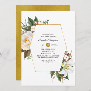 Gold Floral Geometric Bridal Shower Invitation
