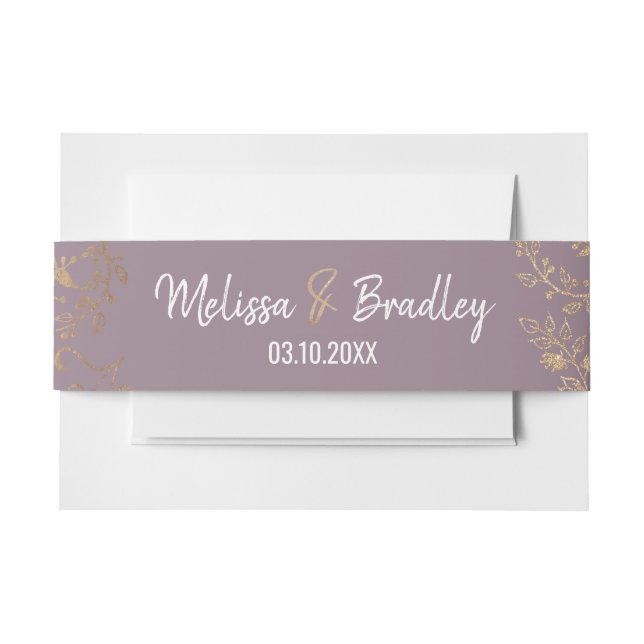 Gold Floral Glitter Ombre Mauve Lilac Belly Band (Front Example)