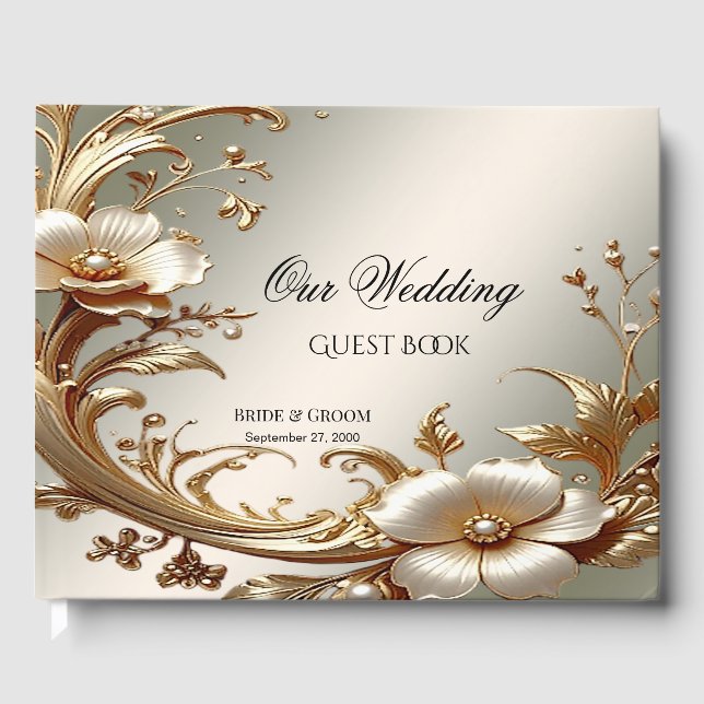 Gold Floral Guest Book (Front)