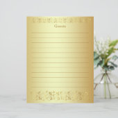 Gold Floral Guest Book Paper (Standing Front)