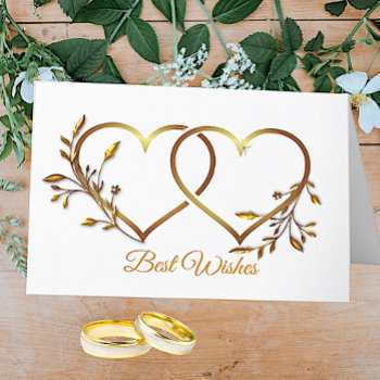 Gold Floral Hearts Wedding Greeting Card by DizzyDebbie at Zazzle
