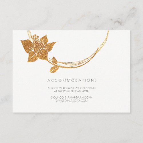 Gold Floral Hotel Accommodation Polka Dots White Enclosure Card