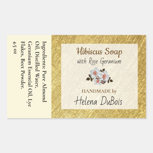 Gold Floral Ingredient Product Sticker | Label (Front)