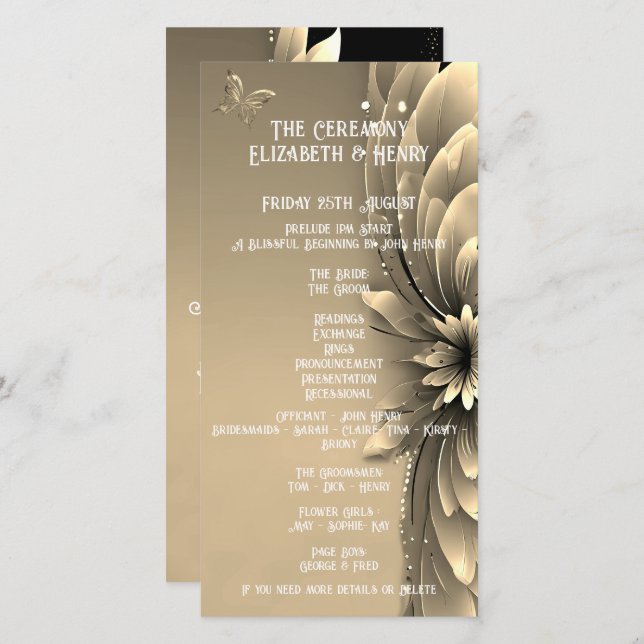 Gold floral Invitation" (Front/Back)