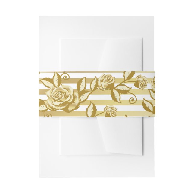 Gold Floral Invitation Belly Band (Front Example)