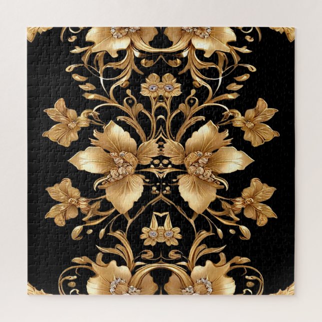 Gold Floral Jigsaw Puzzle (Vertical)