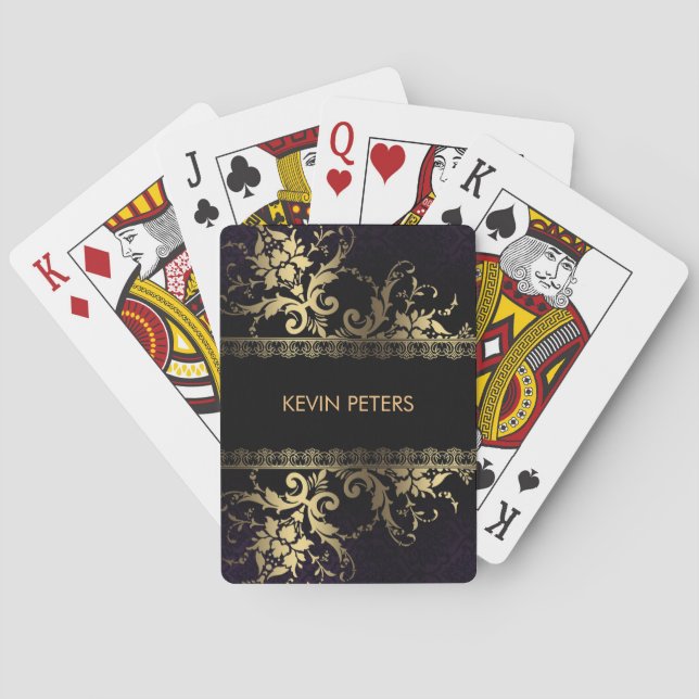 Gold Floral Lace Poker Cards (Back)
