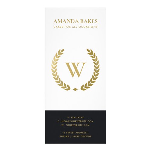 GOLD FLORAL LAUREL WREATH INITIAL PRICE SERVICE RACK CARD