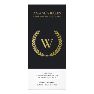 GOLD FLORAL LAUREL WREATH INITIAL PRICE SERVICE RACK CARD
