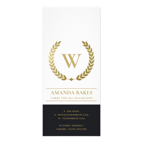 GOLD FLORAL LAUREL WREATH INITIAL PRICE SERVICE RACK CARD