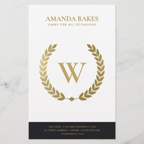 GOLD FLORAL LAUREL WREATH INITIAL PRICING SERVICE FLYER