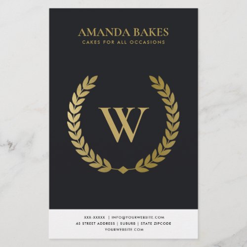 GOLD FLORAL LAUREL WREATH INITIAL PRICING SERVICE FLYER