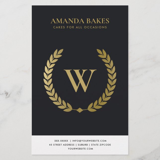 GOLD FLORAL LAUREL WREATH INITIAL PRICING SERVICE FLYER (Back)