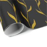 Gold Floral Leaves Botanical Pattern on Black Wrapping Paper<br><div class="desc">Gold Plant Leaves Floral Botanical Seamless Graphic Pattern on Black Gift Wrapping Paper. ** Use zazzle's edit features to change paper color to any color you needs. The background color is actually transparent so you can easily change it to whatever color you like: Click on the customize it button> Click...</div>