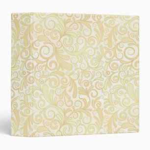 Gold floral leaves pattern 3 ring binder