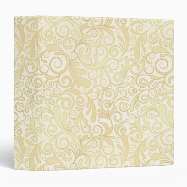 Gold floral leaves pattern 3 ring binder (Front/Spine)