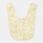Gold floral leaves pattern baby bib