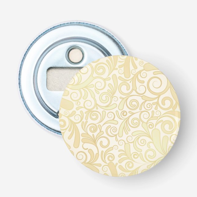 Gold floral leaves pattern bottle opener (Front)