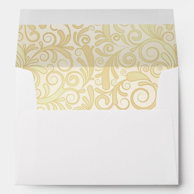 Gold floral leaves pattern envelope (Back (Bottom))