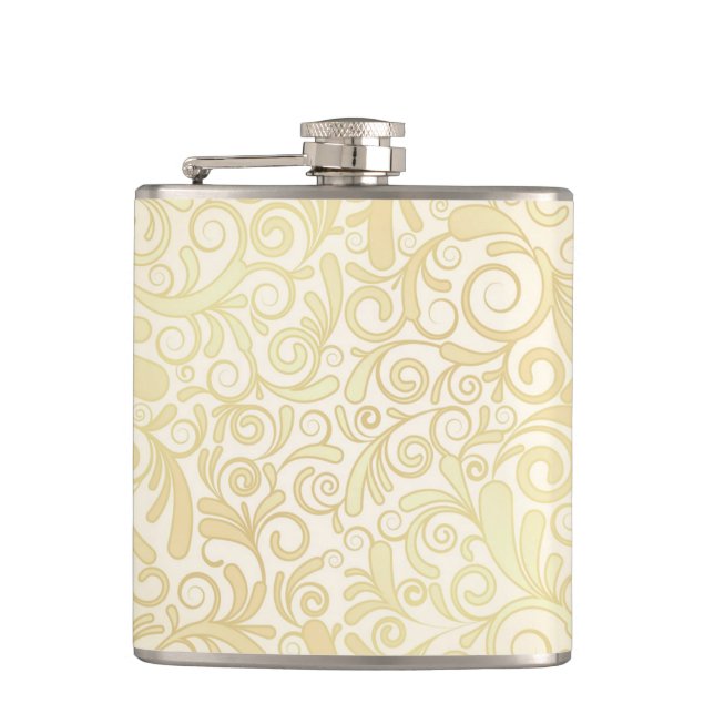 Gold floral leaves pattern flask (Front)