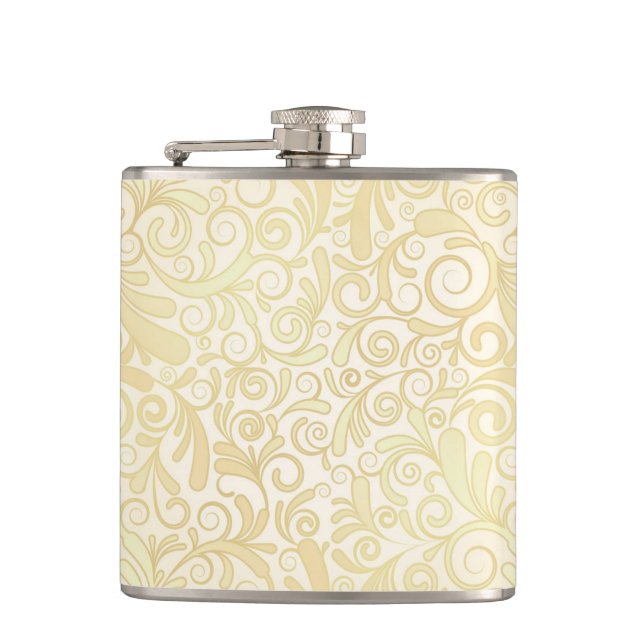 Gold floral leaves pattern flask (Front)
