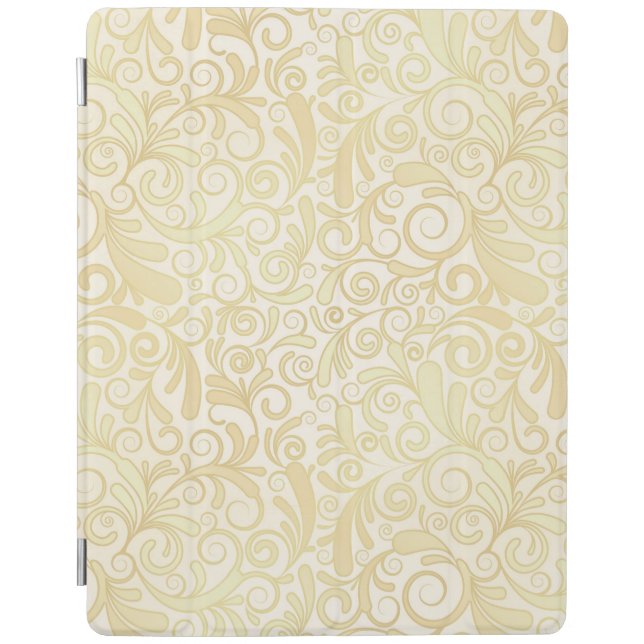 Gold floral leaves pattern iPad smart cover (Front)