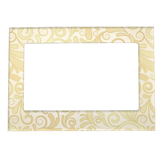 Gold floral leaves pattern magnetic picture frame (Front)