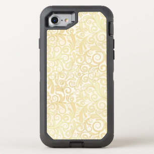 Gold floral leaves pattern OtterBox defender iPhone SE/8/7 case