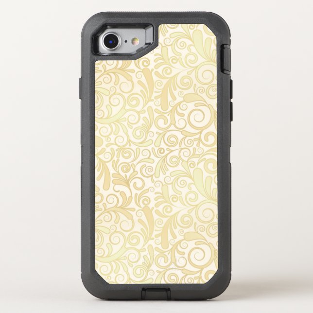 Gold floral leaves pattern otterbox iPhone case (Back)