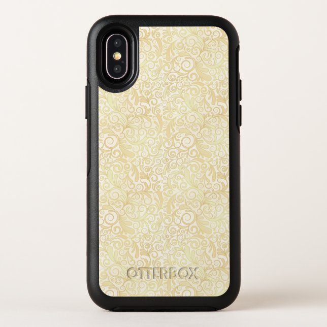 Gold floral leaves pattern otterbox iPhone case (Back)