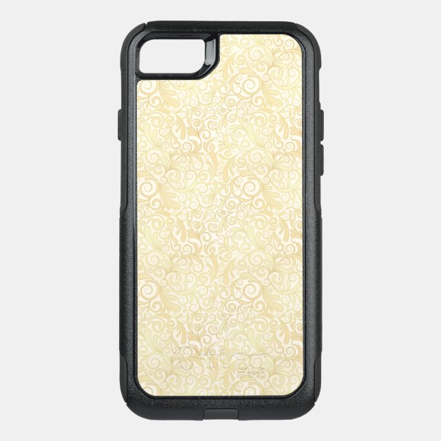 Gold floral leaves pattern otterbox iPhone case (Back)