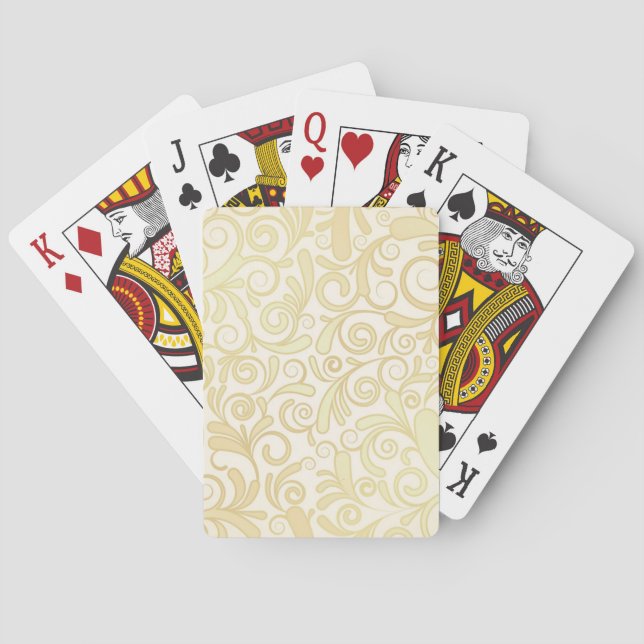 Gold floral leaves pattern poker cards (Back)