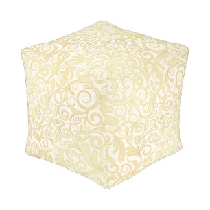 Gold floral leaves pattern pouf