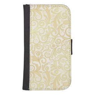 Gold floral leaves pattern phone wallet