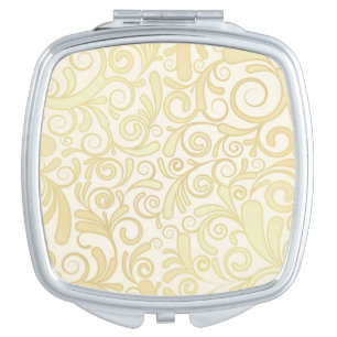 Gold floral leaves pattern vanity mirror