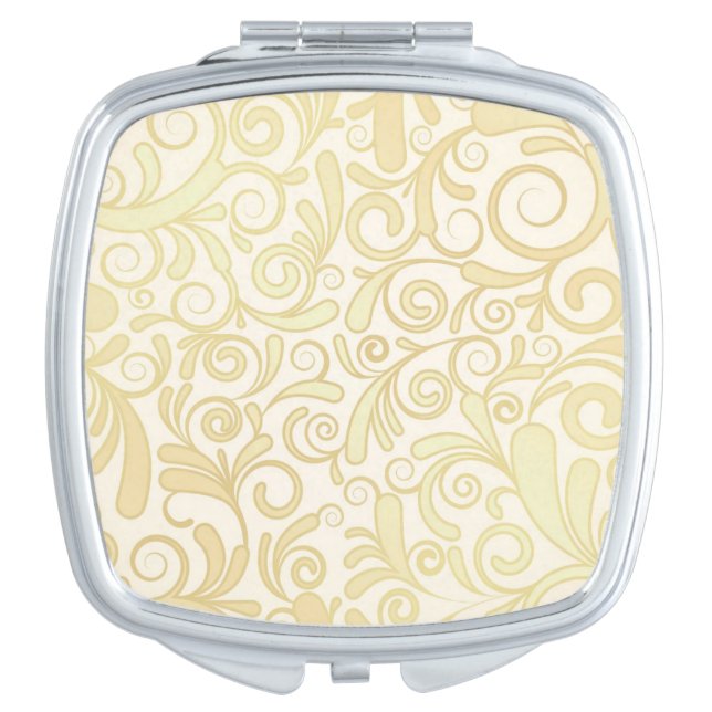 Gold floral leaves pattern vanity mirror (Front)