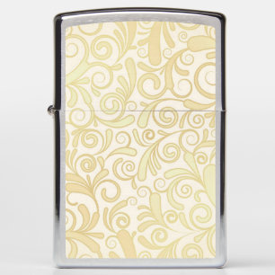 Gold floral leaves pattern zippo lighter